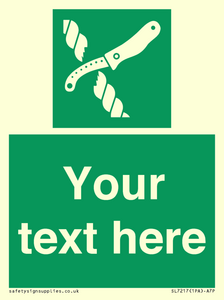 Custom sign safe condition Liferaft knife